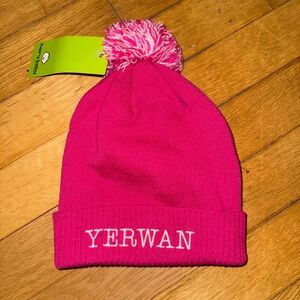 Irish Pink Knit Beanie with Pom Pom (NWT)